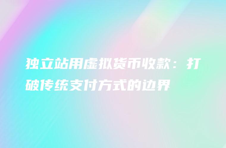 独立站用虚拟货币收款：打破传统支付方式的边界